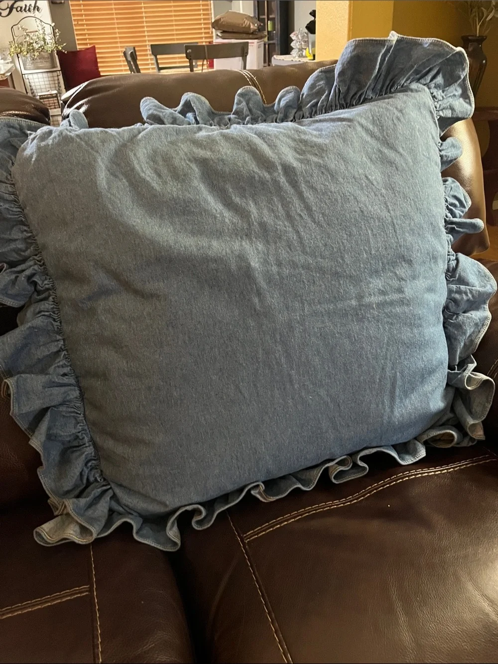 Ralph Lauren Denim-Blue Ruffled Square Pillow